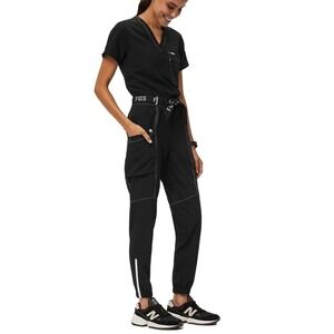 FIGS Winton Cargo Scrub Pants XXL Tall Black High Rise Womens Stretch
